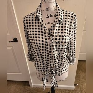 Black and White Checkered Button-Up Shirt